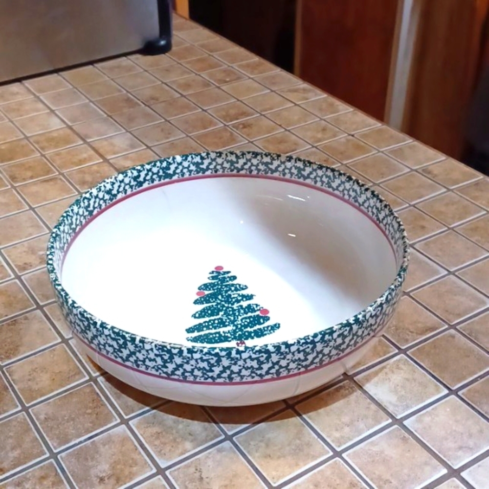 Furio‎ Vintage Sponge Christmas Tree Serving Bowl